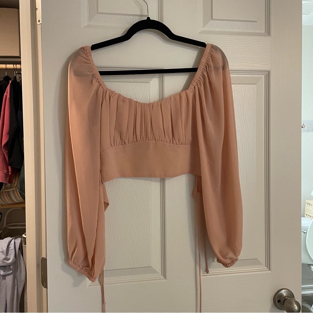 Isabelle’s Cabinet Peach Sheer Cropped Top